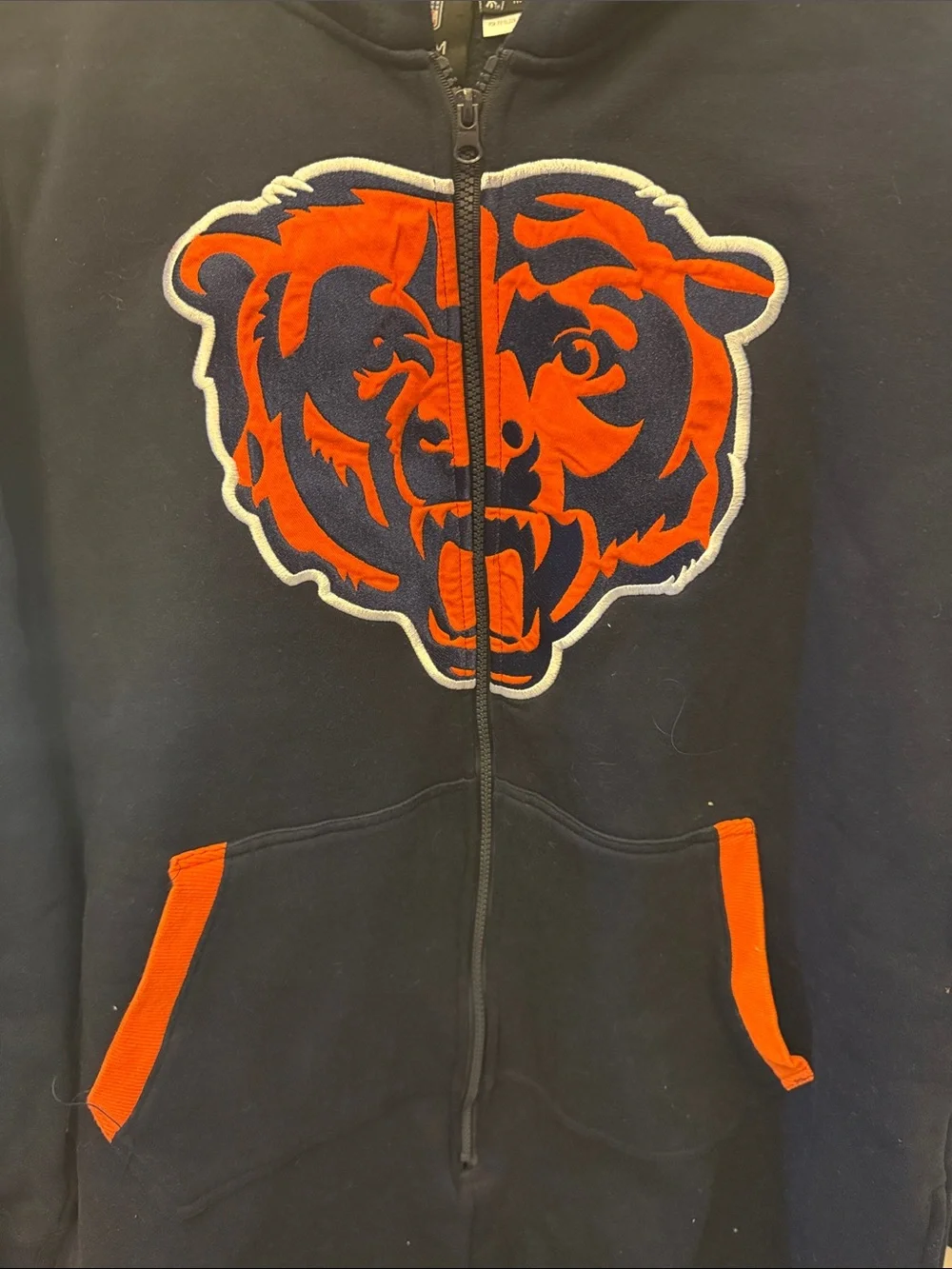 Chicago Bears Navy and Orange men’s One-Piece Hoodie - Picture 2 of 5
